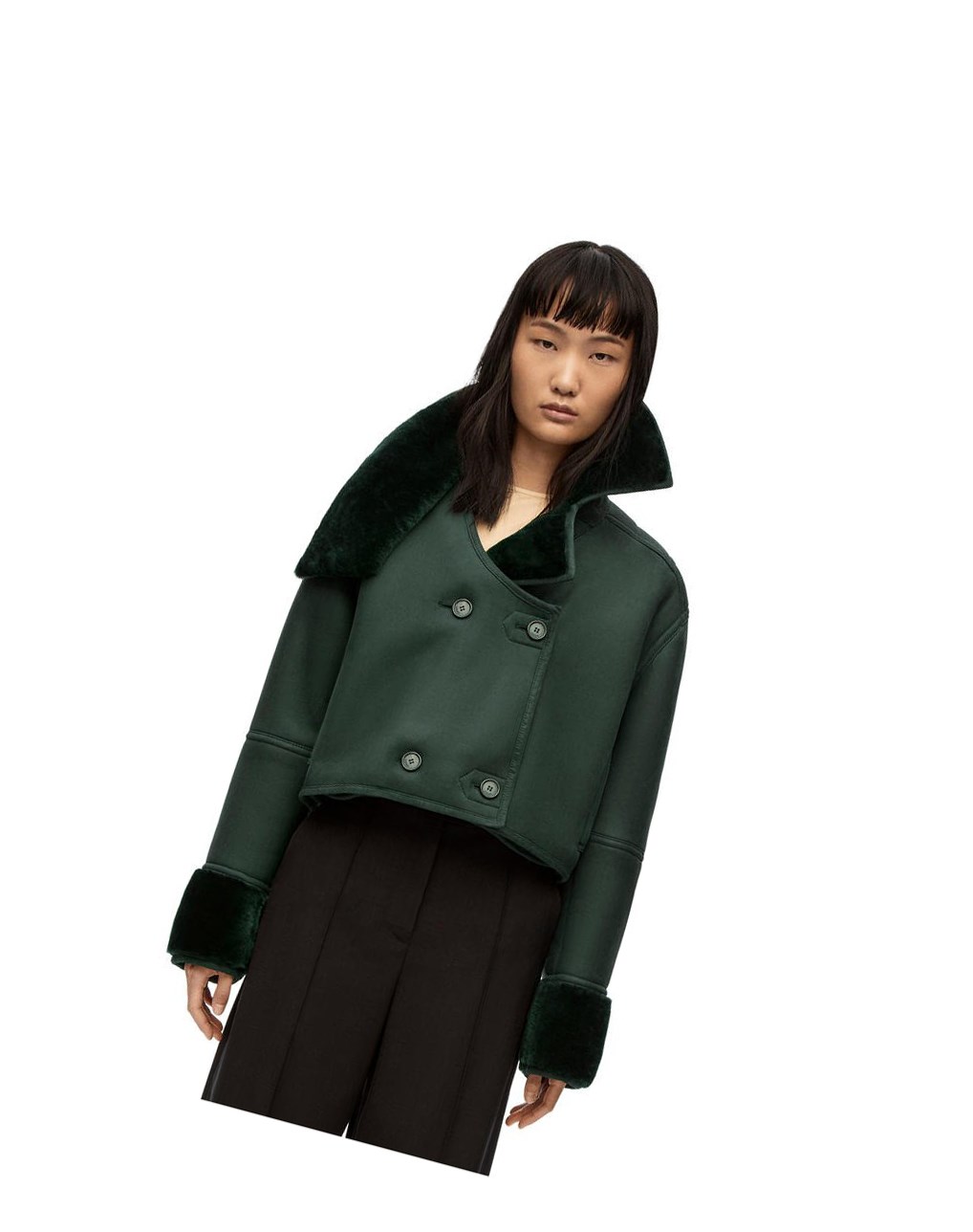 Loewe Deconstructed jacket in shearling Vert | 9503AMTFV