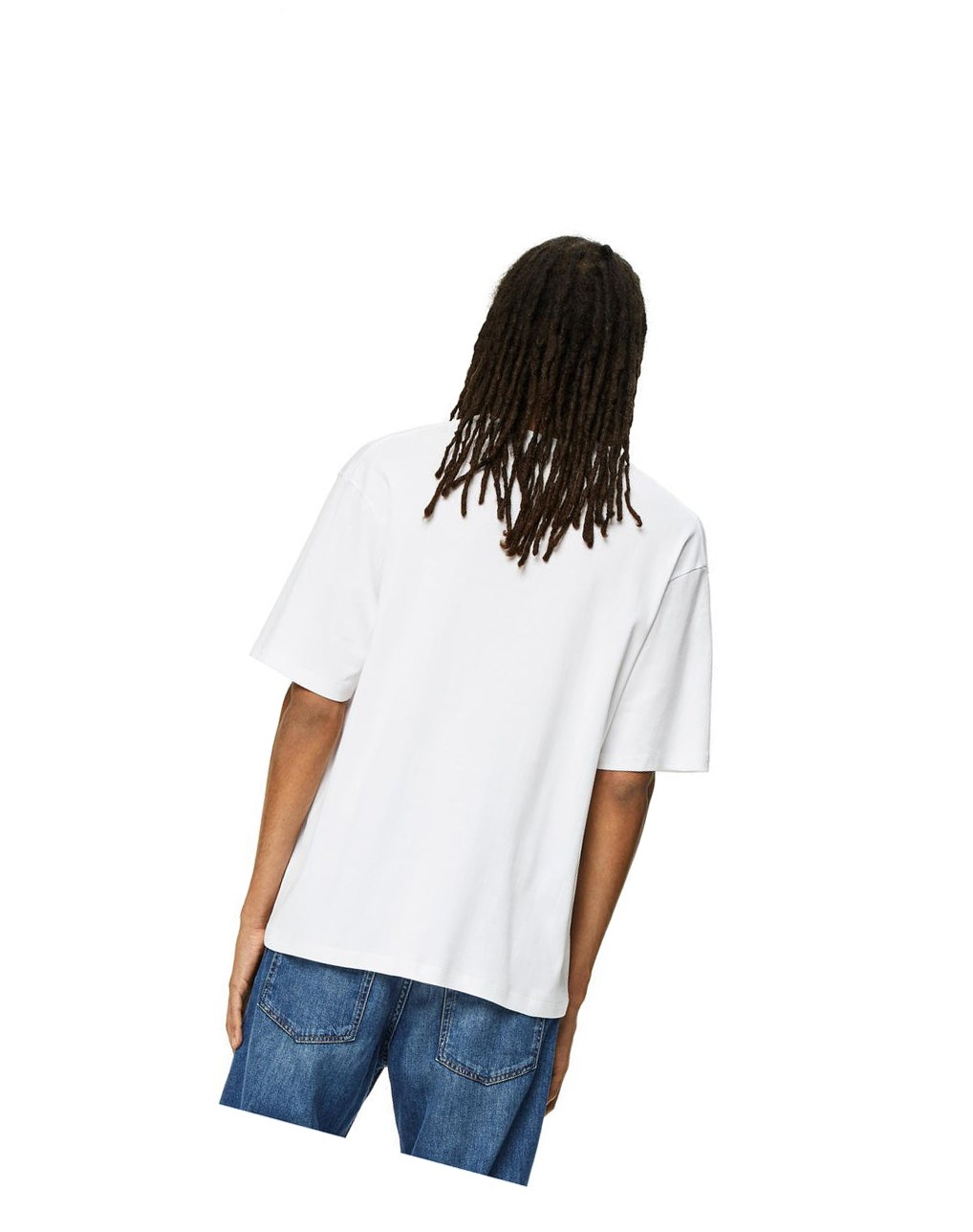 Loewe Denim shorts print T-shirt in cotton Blanche | 7124FODNJ