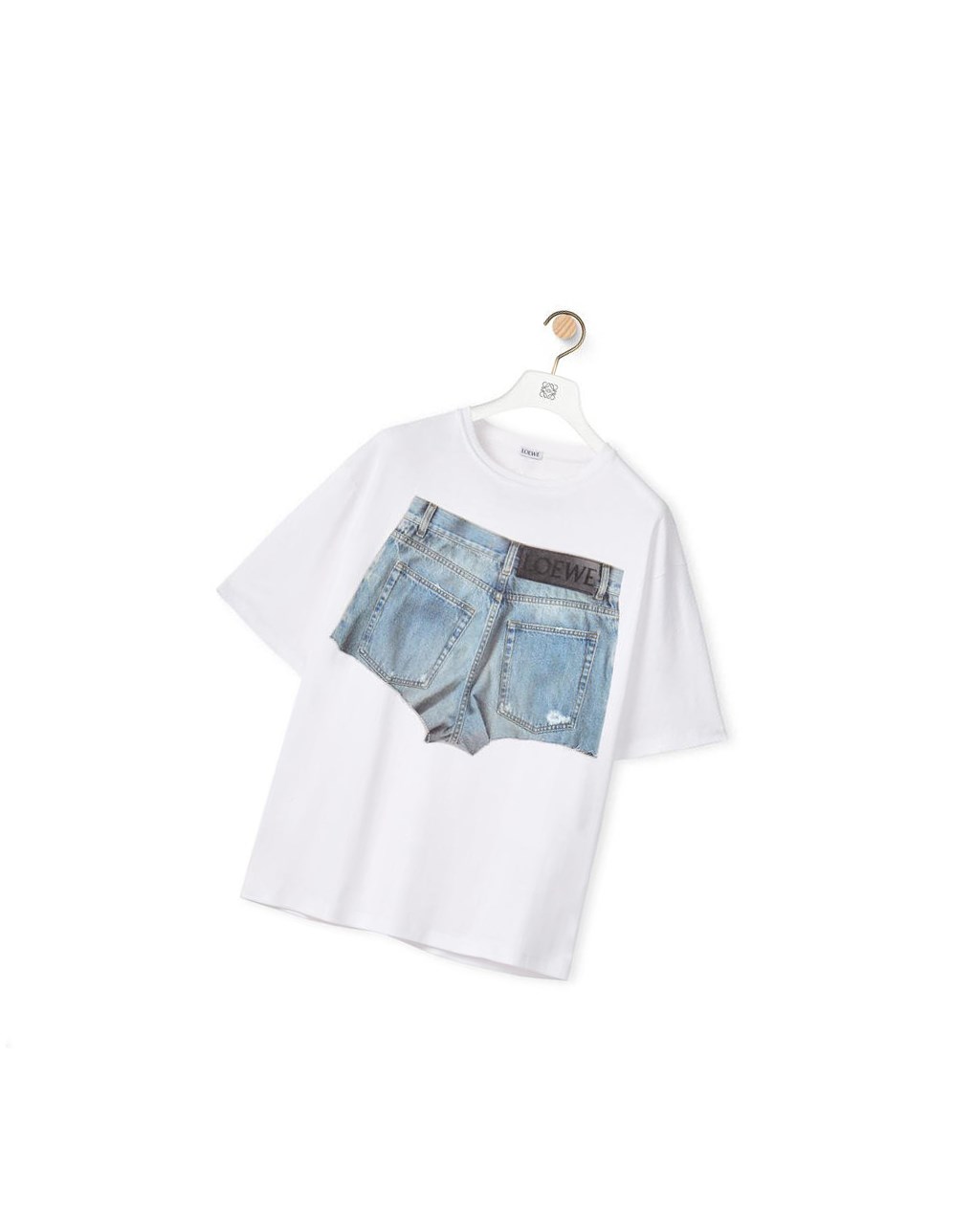 Loewe Denim shorts print T-shirt in cotton Blanche | 7124FODNJ