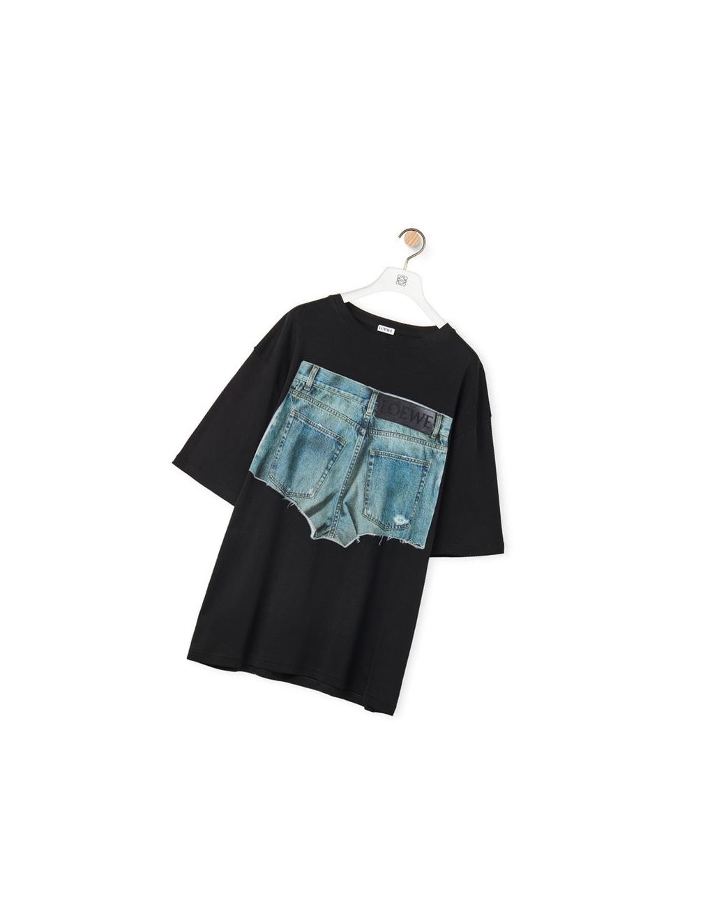 Loewe Denim shorts print T-shirt in cotton Noir | 9675IMCES