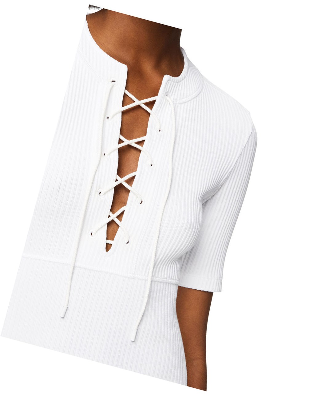 Loewe Dentelle-up bodysuit in cotton Blanche | 5837AQXVP