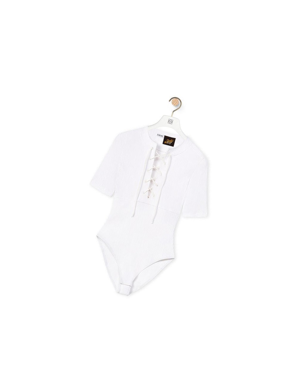 Loewe Dentelle-up bodysuit in cotton Blanche | 5837AQXVP