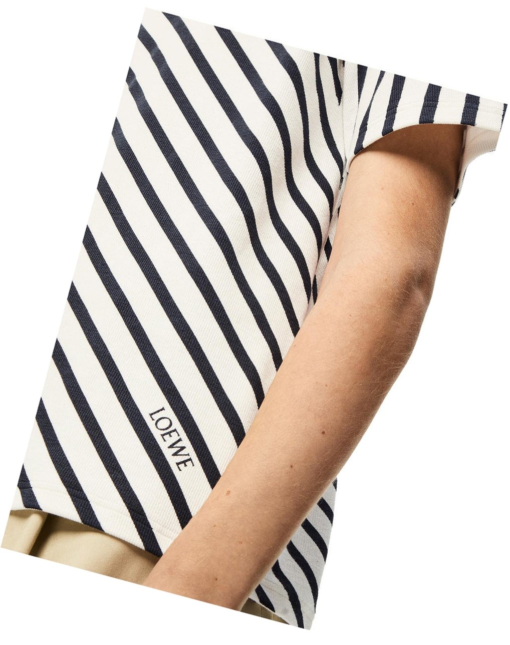 Loewe Diagonal stripe T-shirt in cotton Blanche Bleu Marine | 0954YAKEN