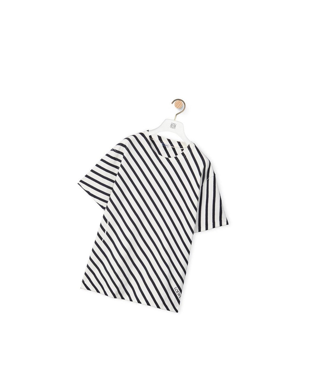 Loewe Diagonal stripe T-shirt in cotton Blanche Bleu Marine | 0954YAKEN