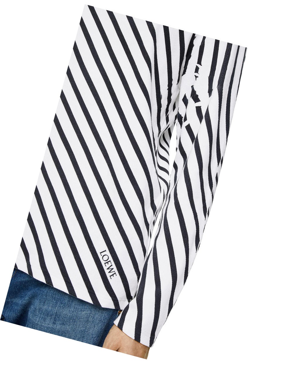 Loewe Diagonal stripe T-shirt in cotton Blanche Bleu Marine | 9367HVNDQ