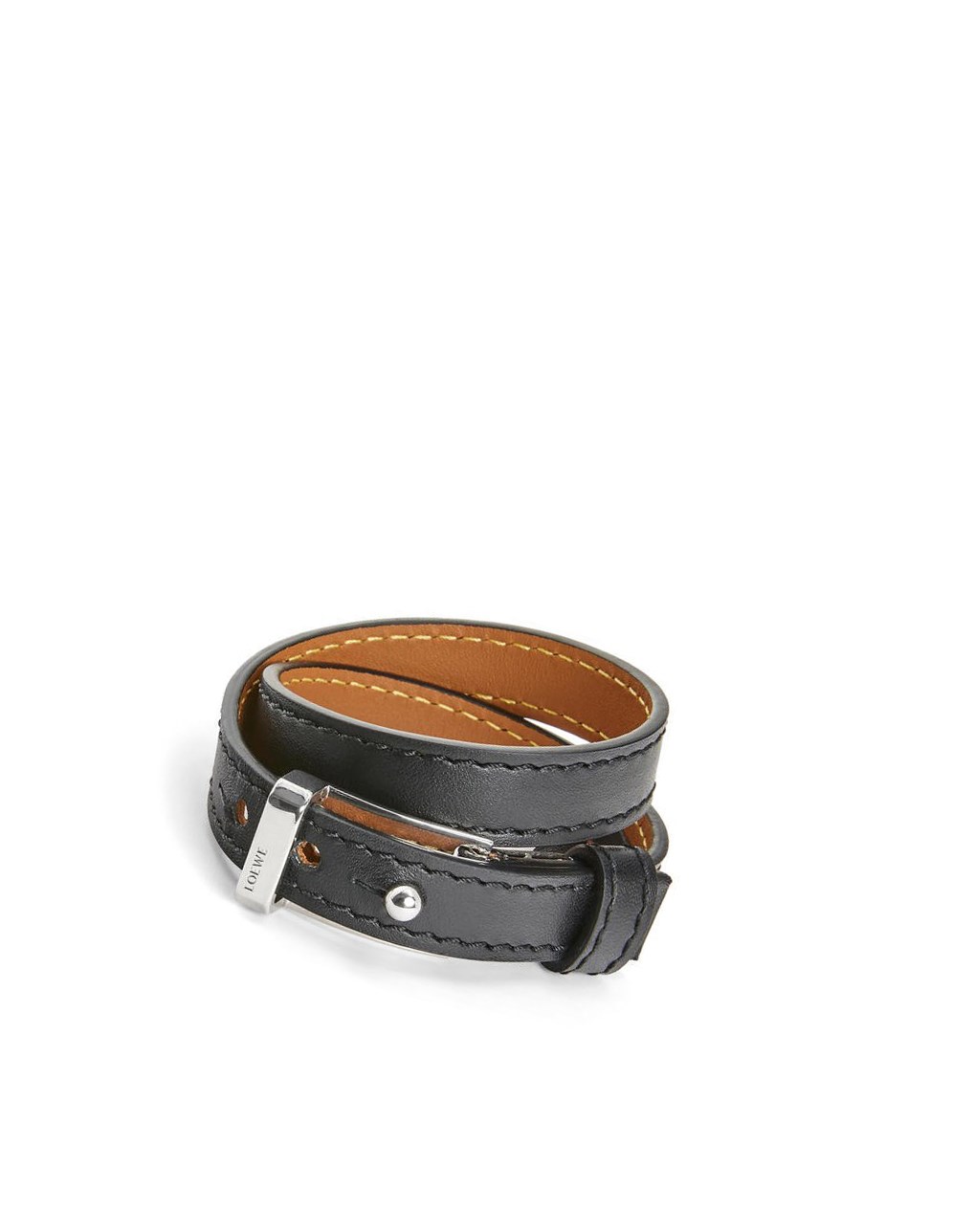 Loewe Double bracelet in calfskin Noir | 6789ZBTVS