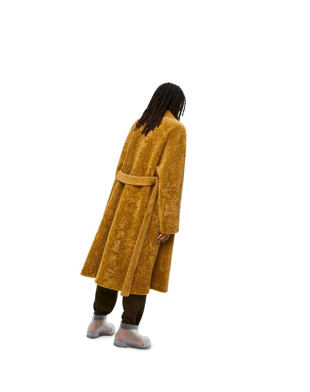 Loewe Double breasted coat in shearling Tobacco | 4129NOEVQ