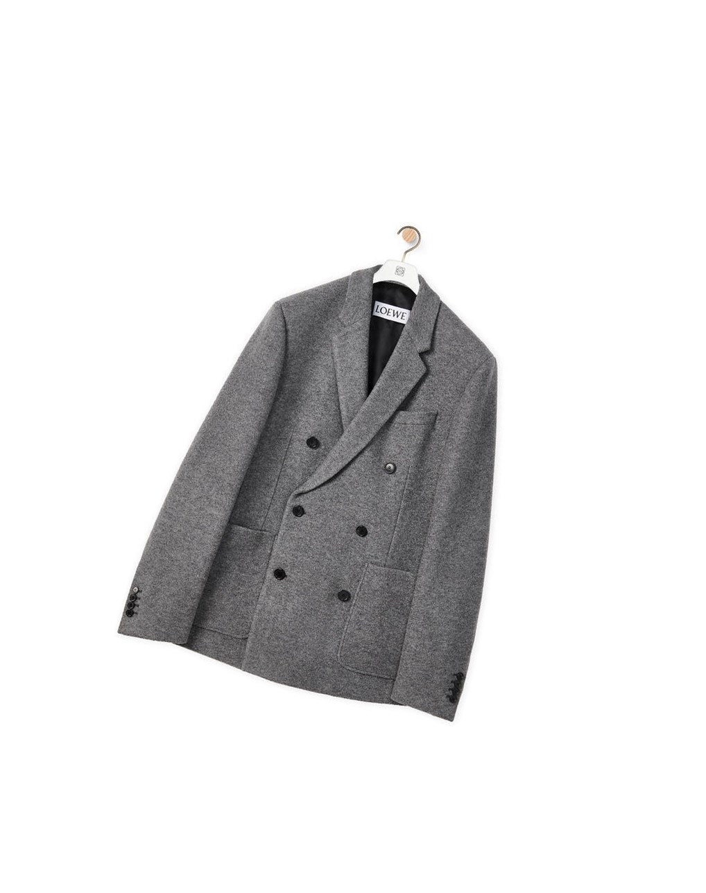 Loewe Double breasted jacket in wool Soft Shark | 8315UNJHC