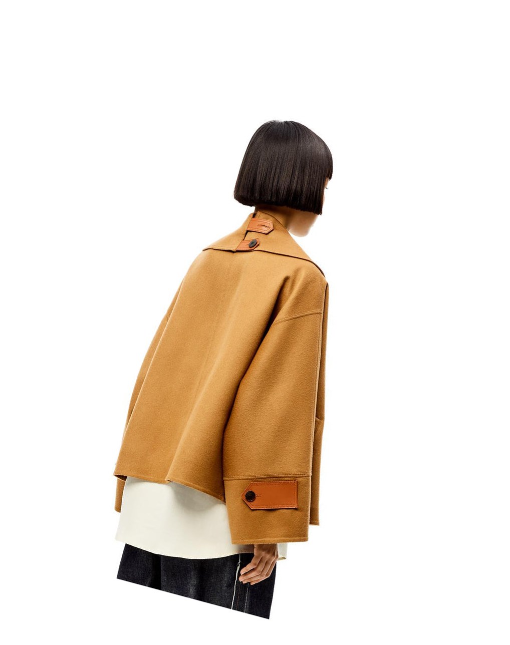 Loewe Double breasted short jacket in wool and cashmere Camel | 7021DPNQT