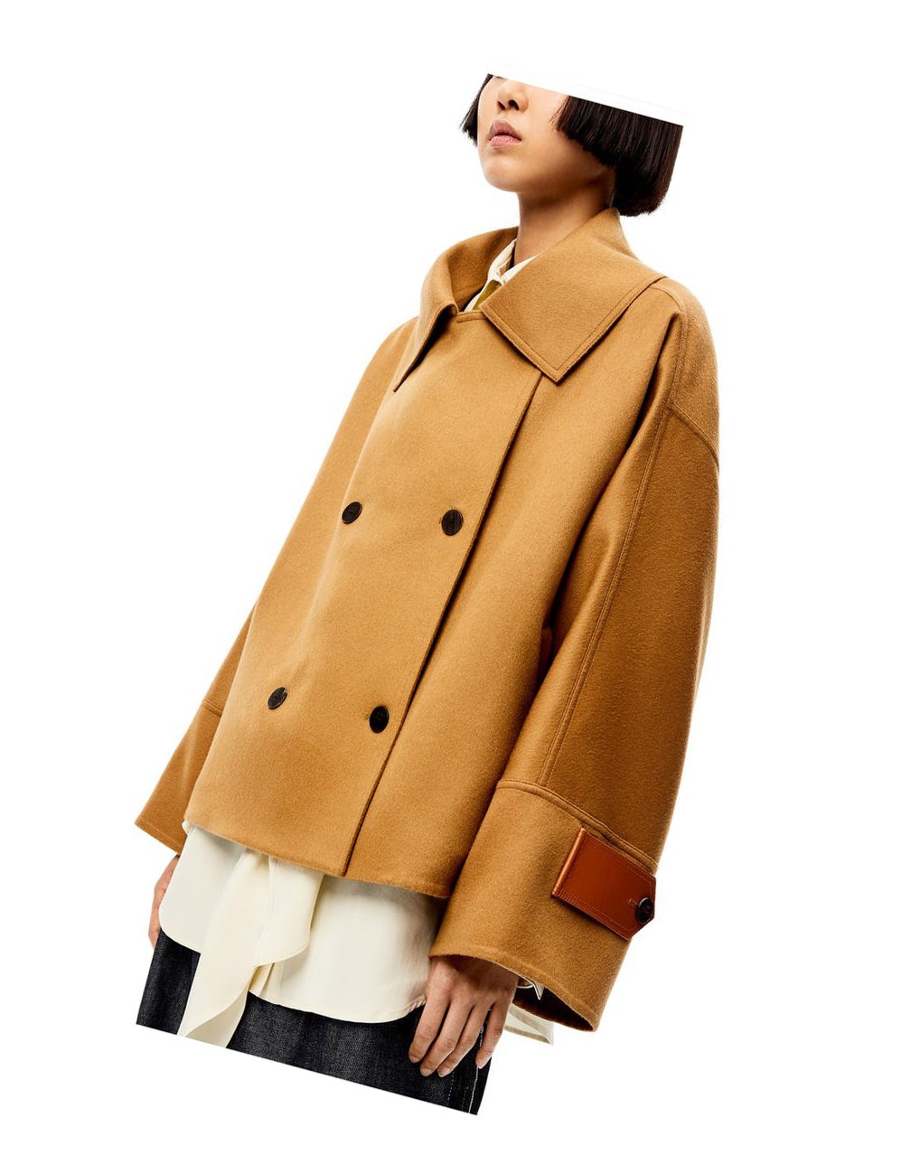 Loewe Double breasted short jacket in wool and cashmere Camel | 7021DPNQT