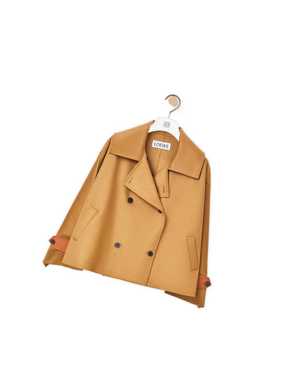 Loewe Double breasted short jacket in wool and cashmere Camel | 7021DPNQT