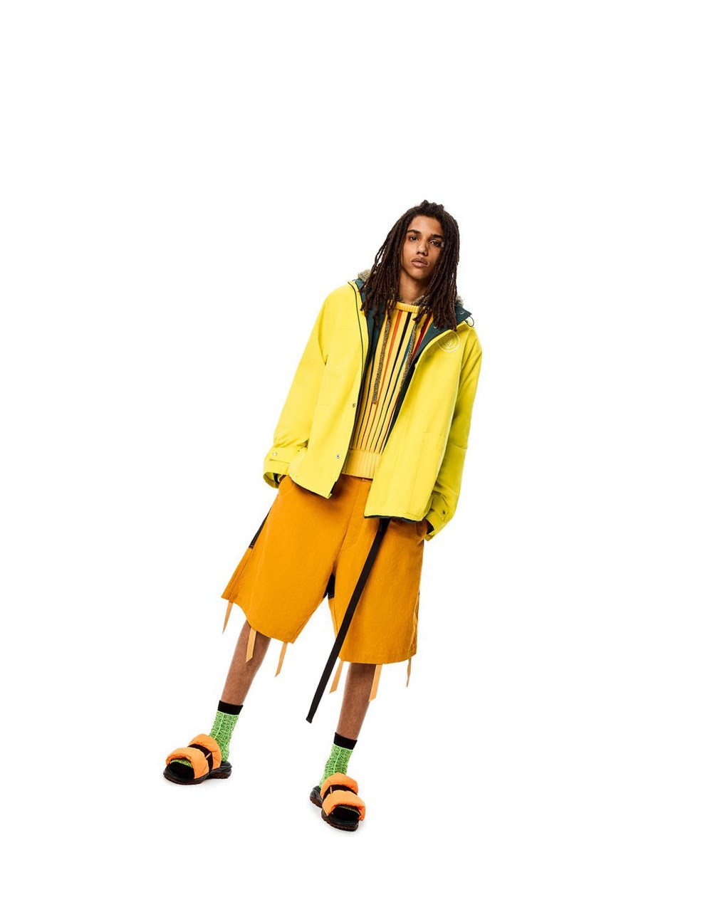 Loewe Double layer parka in cotton Noir Jaune | 0542AXJKN