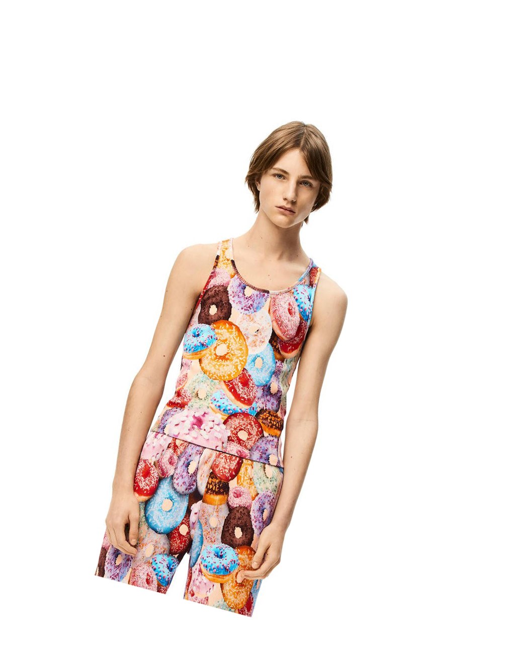 Loewe Doughnuts ribbed tank top in cotton Multicolore | 8423UWKTO