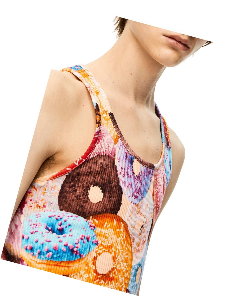 Loewe Doughnuts ribbed tank top in cotton Multicolore | 8423UWKTO