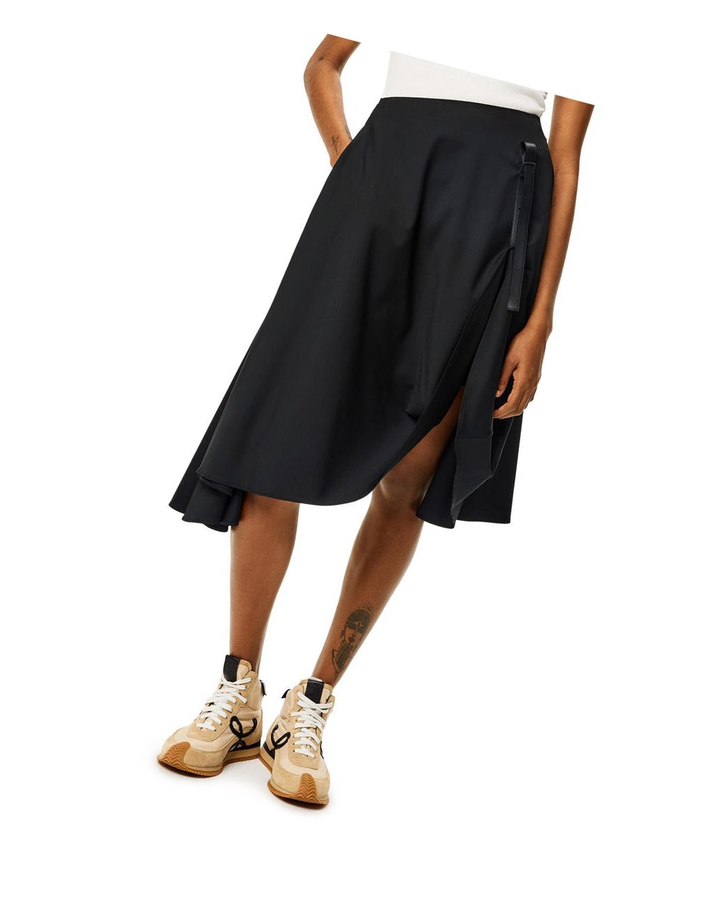 Loewe Draped midi skirt in wool Noir | 7349GHBYO