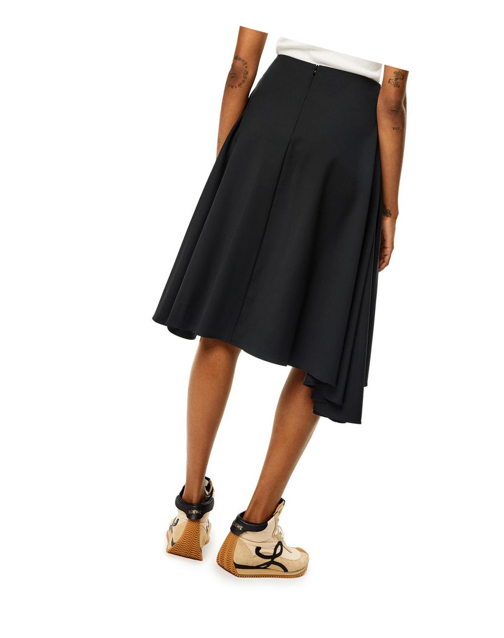 Loewe Draped midi skirt in wool Noir | 7349GHBYO