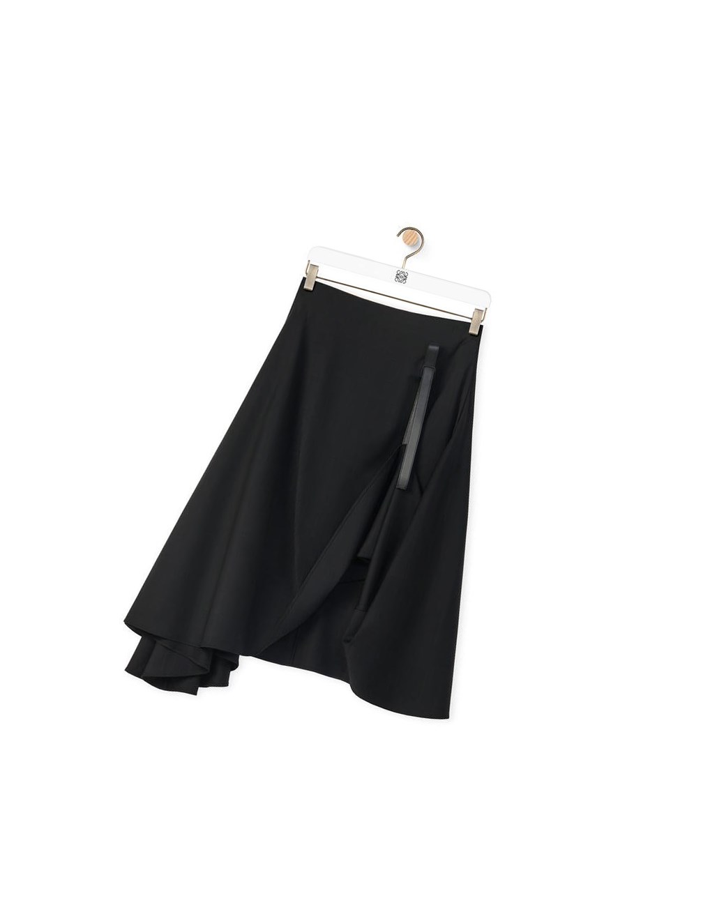 Loewe Draped midi skirt in wool Noir | 7349GHBYO