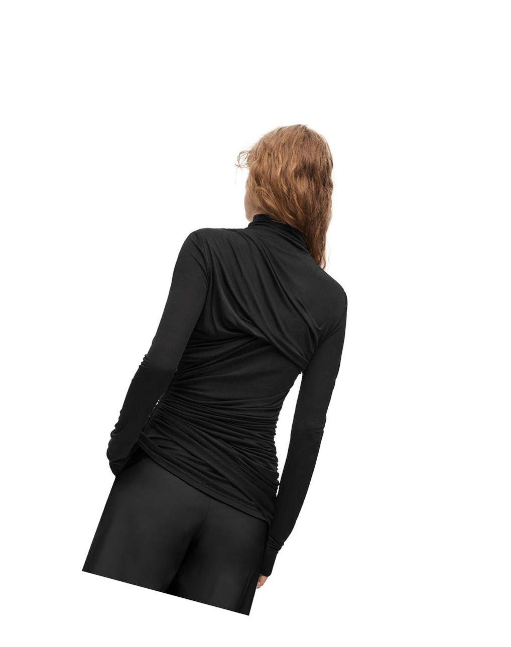 Loewe Draped top in silk Noir | 4756HZFJA