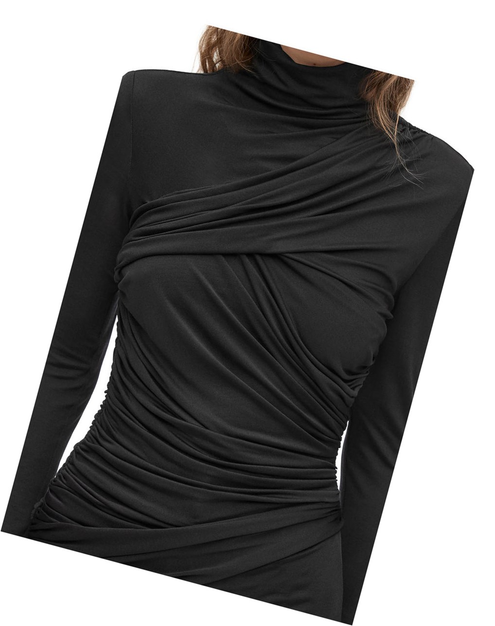 Loewe Draped top in silk Noir | 4756HZFJA