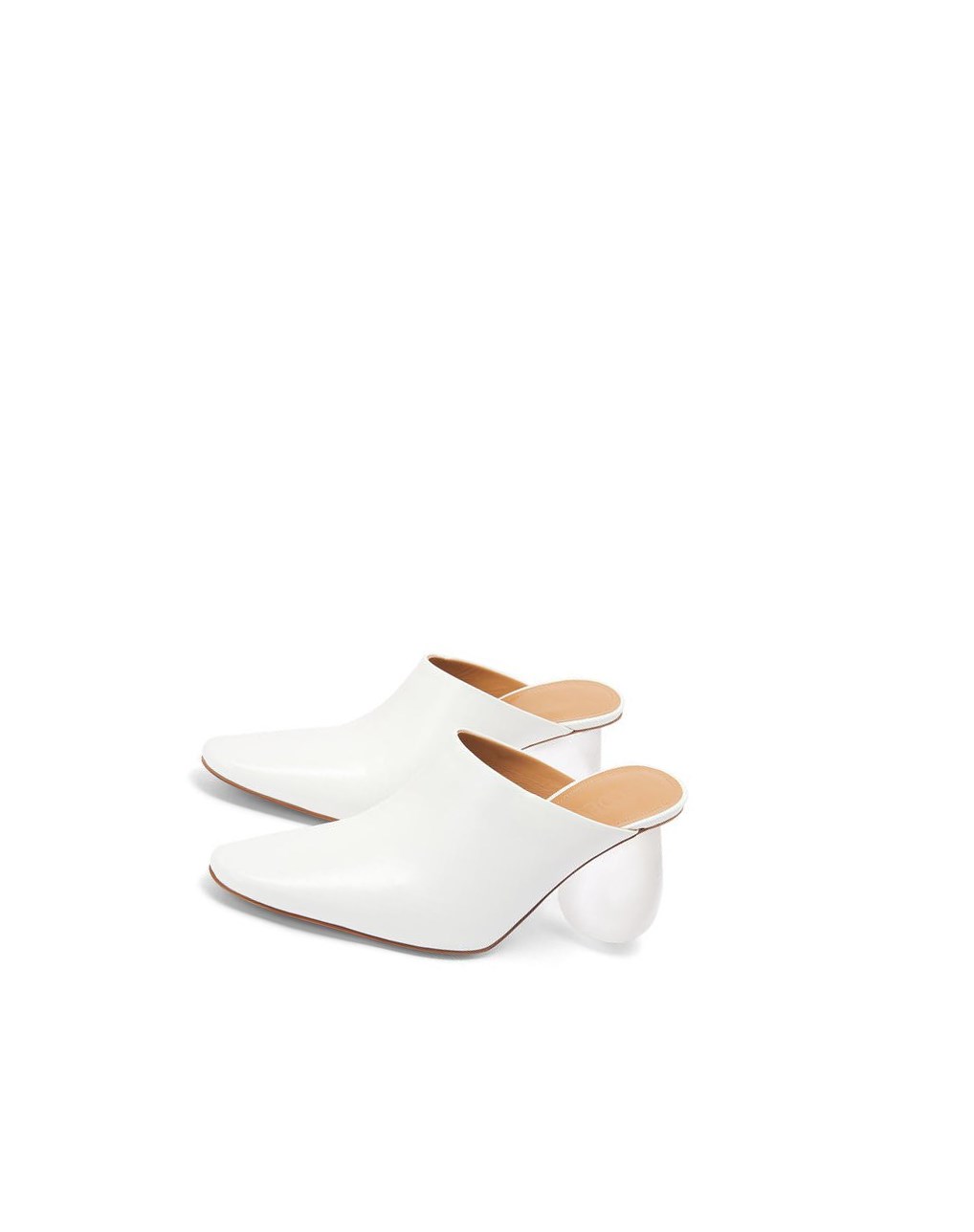 Loewe Drop heel mule in calfskin Blanche | 9734WUYST