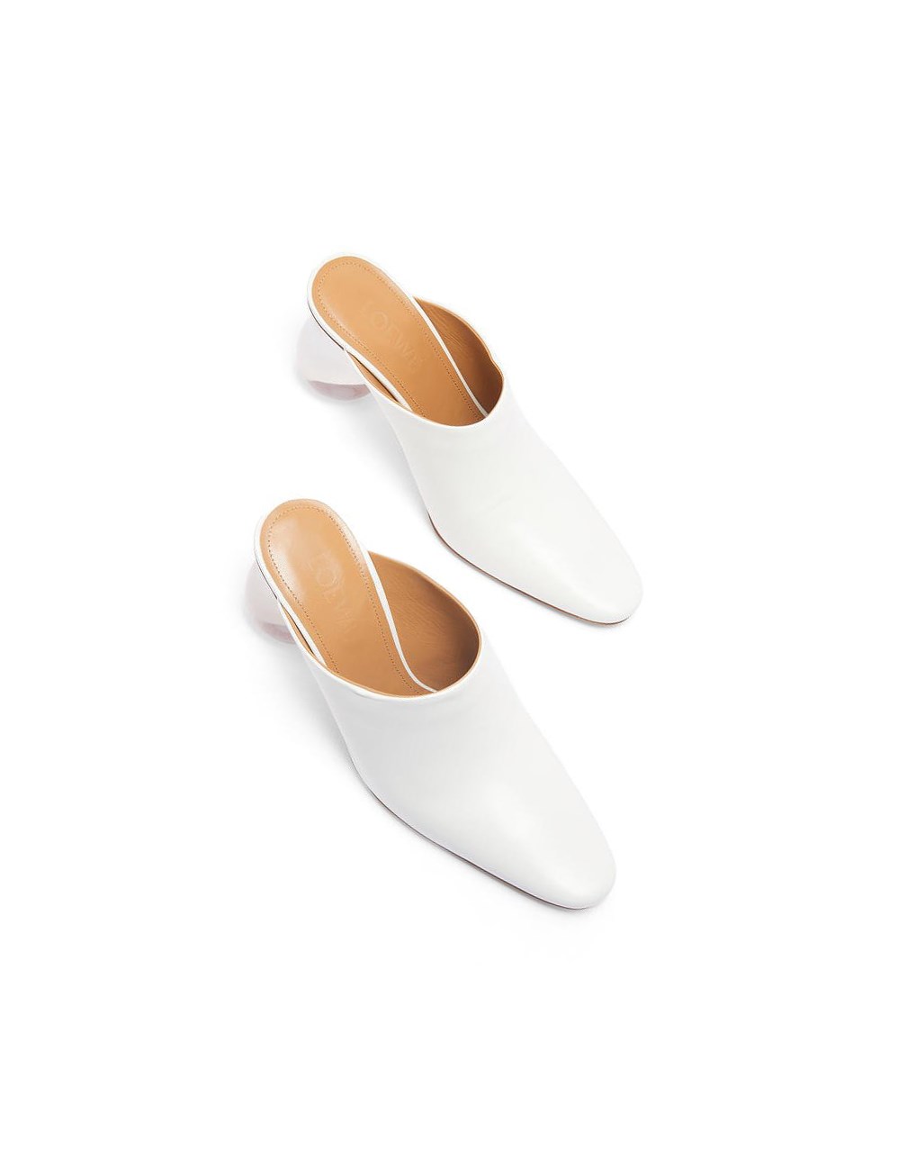 Loewe Drop heel mule in calfskin Blanche | 9734WUYST