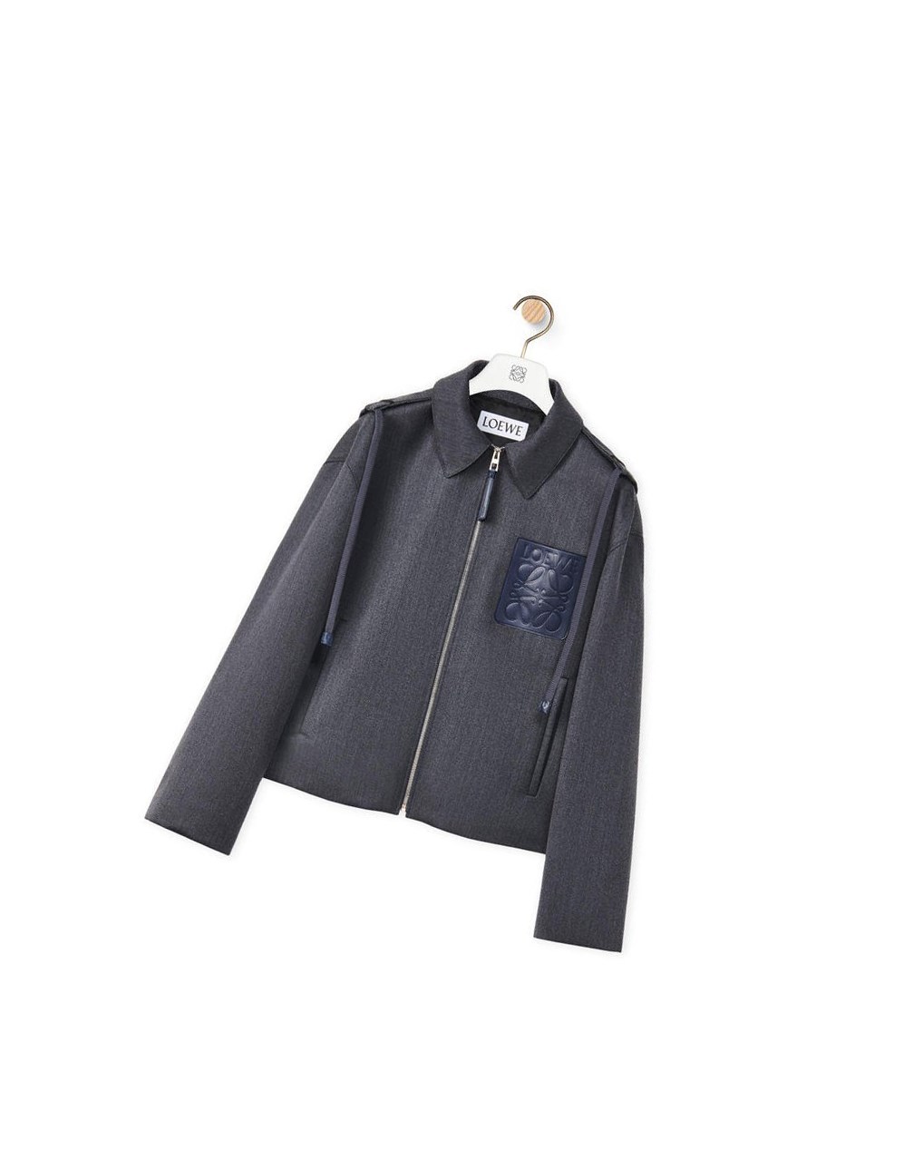 Loewe Encapuchonné Anagram zip parka in wool Charcoal | 3928KPDMQ