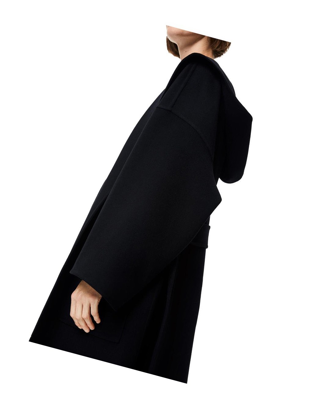 Loewe Encapuchonné belted coat in wool and cashmere Noir | 6079NKUMY