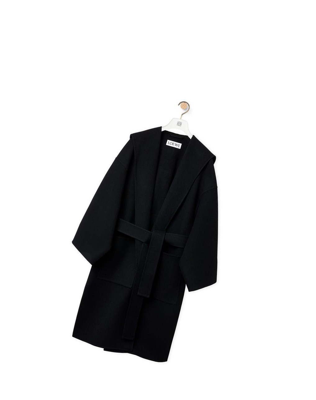 Loewe Encapuchonné belted coat in wool and cashmere Noir | 6079NKUMY