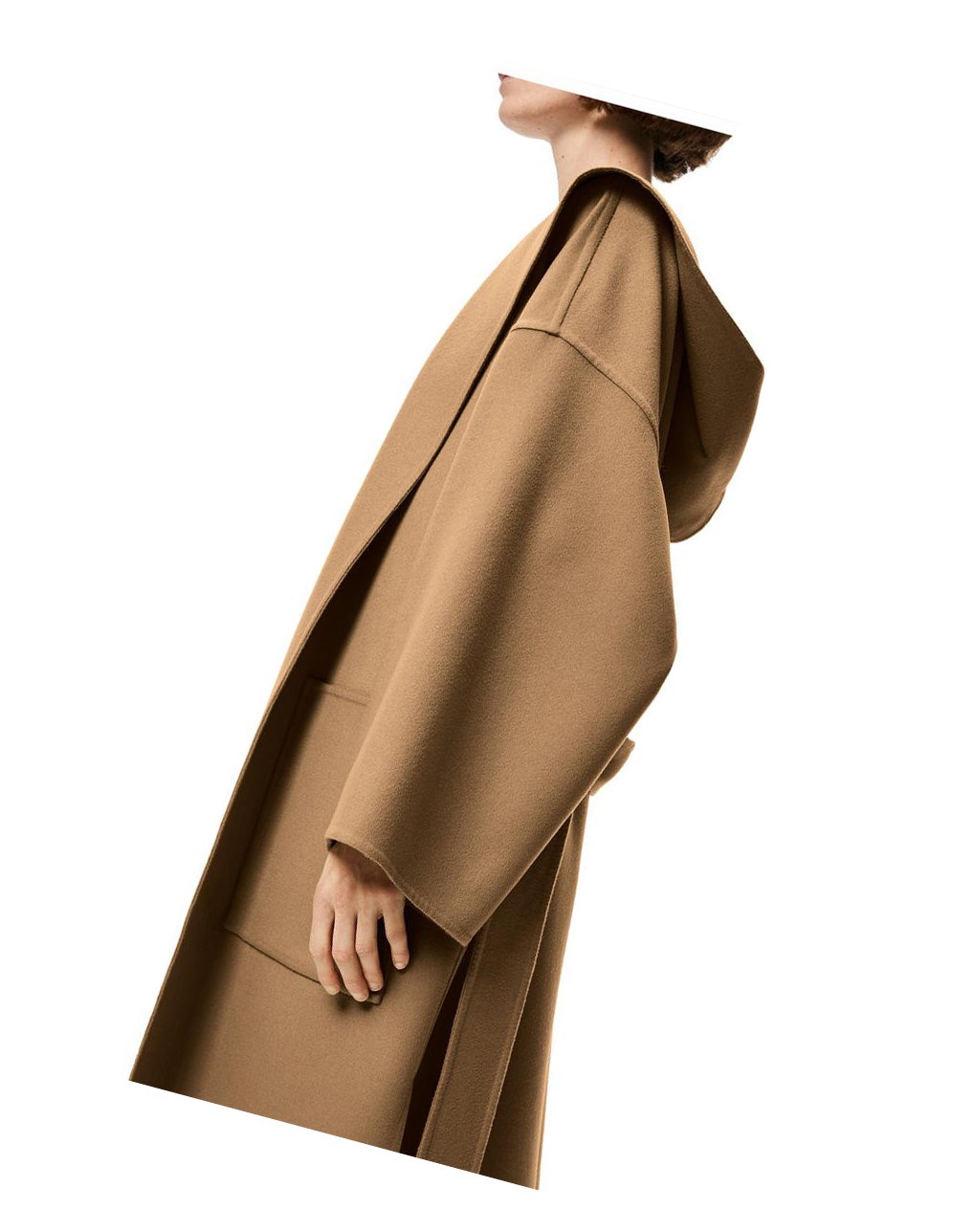 Loewe Encapuchonné belted coat in wool and cashmere Camel | 6905QZFEC