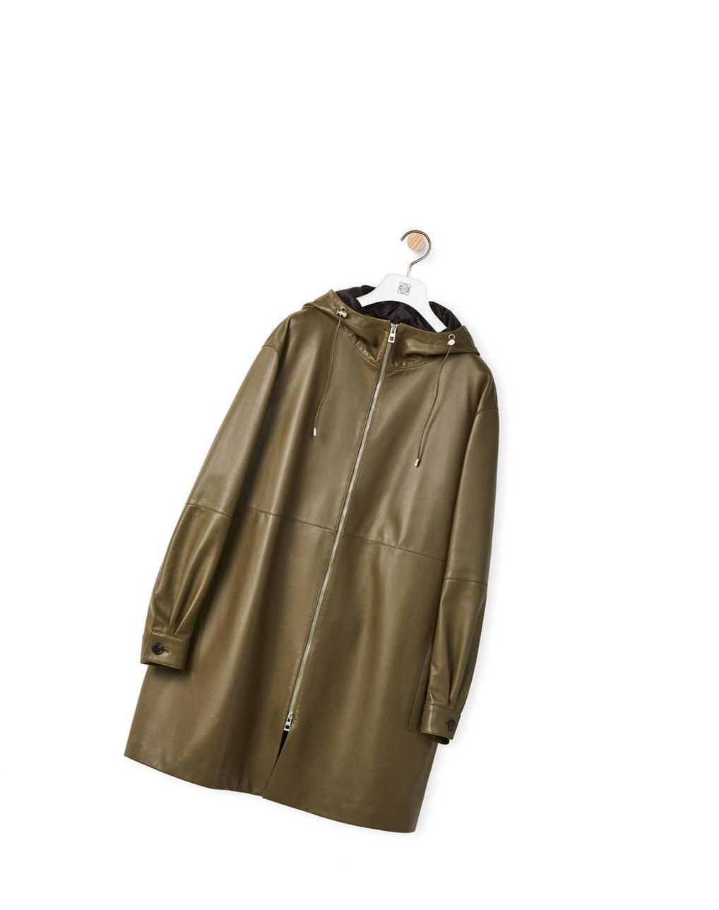 Loewe Encapuchonné coat in nappa Kaki Vert | 9436HSVJN