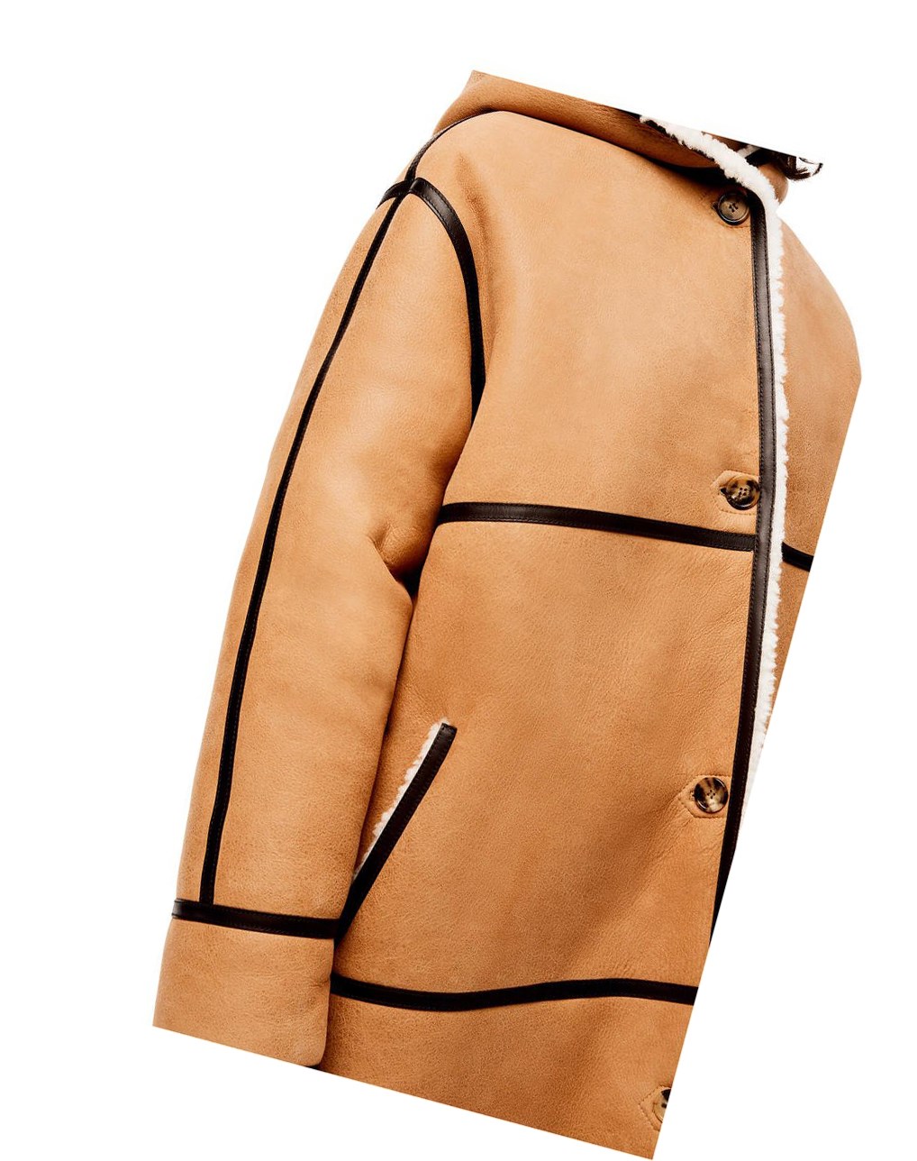 Loewe Encapuchonné coat in shearling Beige Marron Foncé | 4256RTLUH