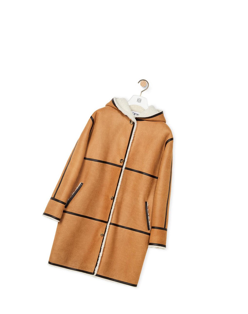 Loewe Encapuchonné coat in shearling Beige Marron Foncé | 4256RTLUH