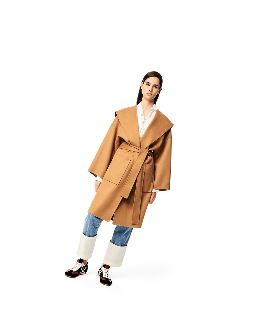 Loewe Encapuchonné coat in wool and cashemere Camel | 6248BXOIT