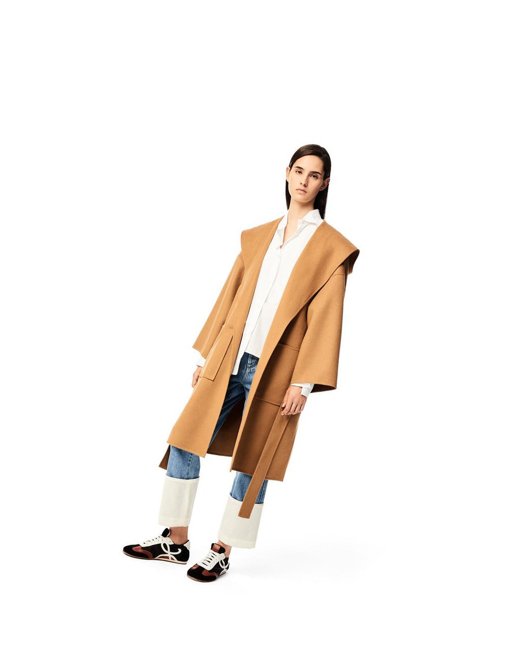 Loewe Encapuchonné coat in wool and cashemere Camel | 6248BXOIT