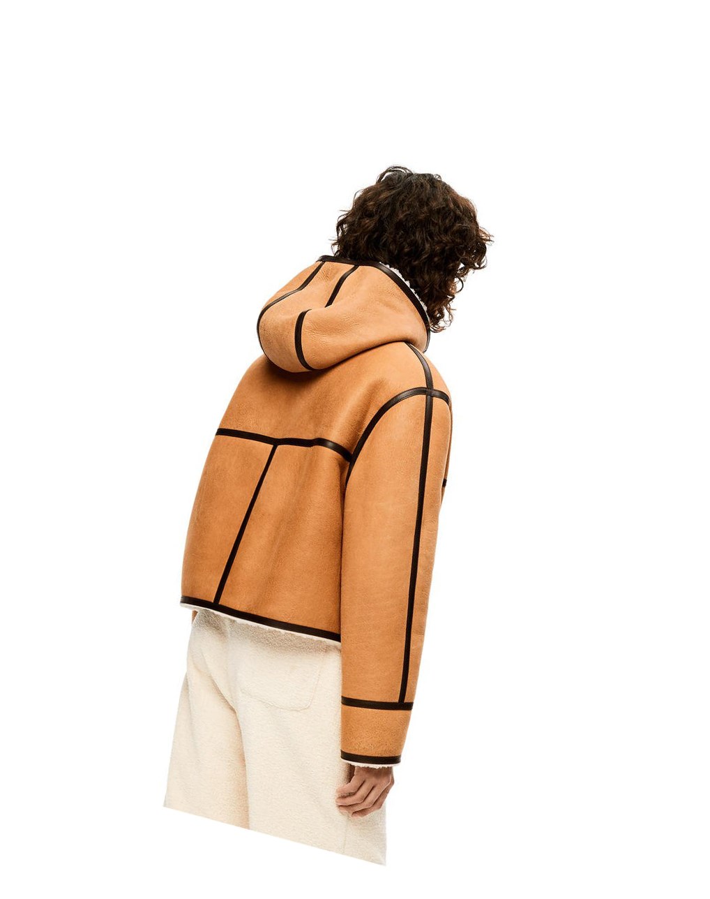 Loewe Encapuchonné jacket in shearling Beige Marron Foncé | 8291EWZXJ