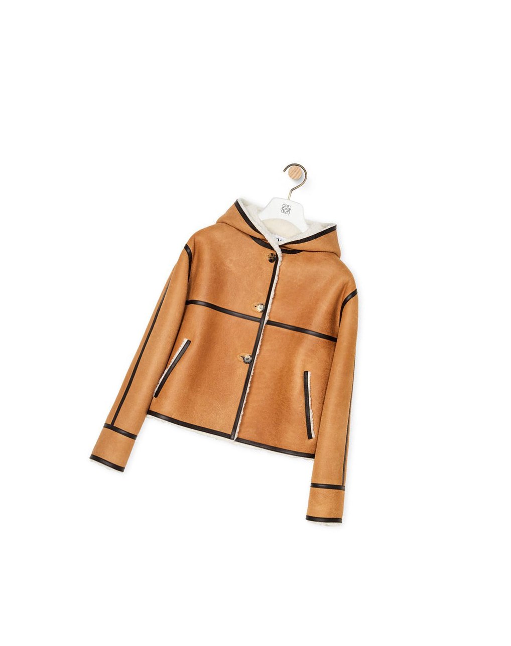 Loewe Encapuchonné jacket in shearling Beige Marron Foncé | 8291EWZXJ