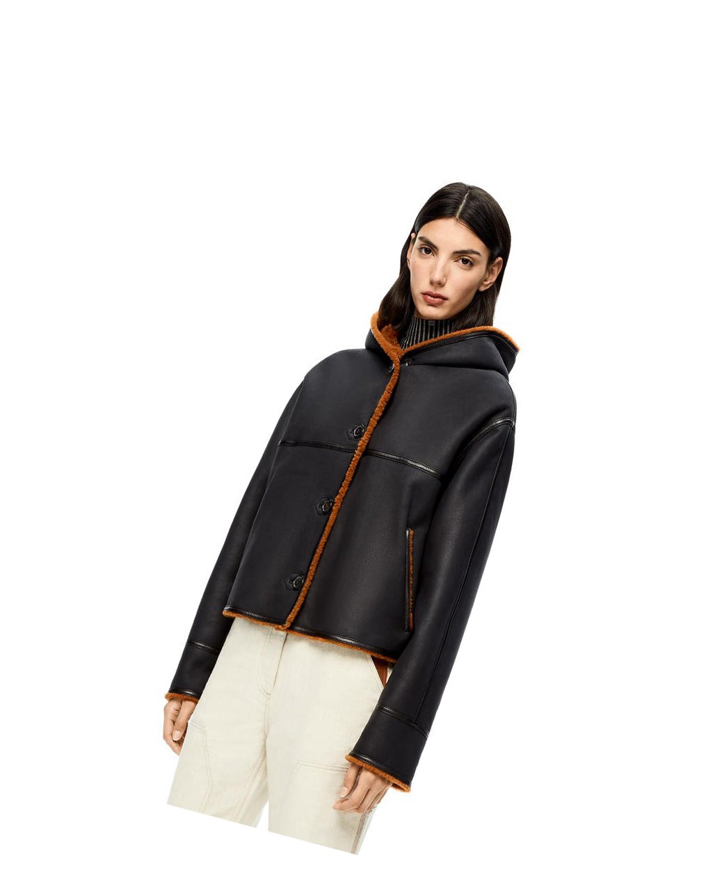 Loewe Encapuchonné jacket in shearling Noir | 5180BJRDN