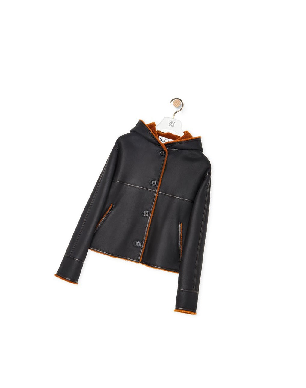 Loewe Encapuchonné jacket in shearling Noir | 5180BJRDN