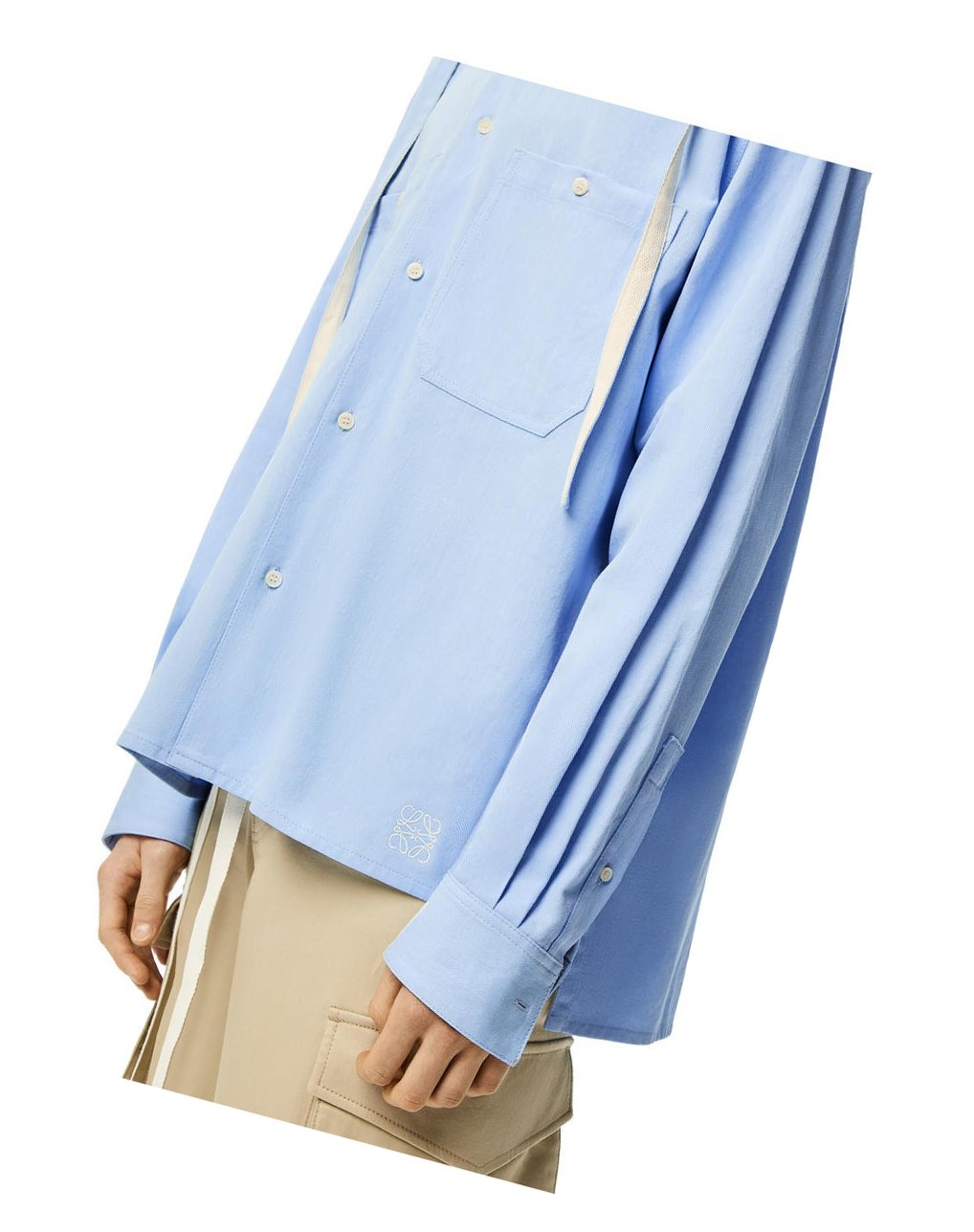 Loewe Encapuchonné shirt in cotton Bleu | 7602PZKCX