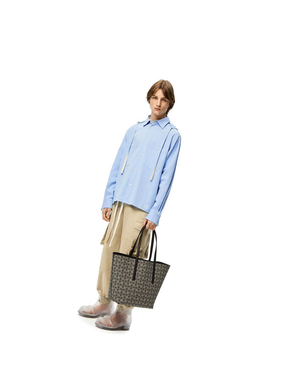 Loewe Encapuchonné shirt in cotton Bleu | 7602PZKCX