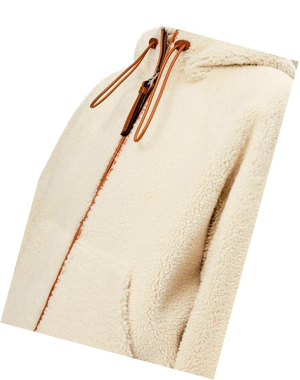 Loewe Encapuchonné zip jacket in shearling Blanche | 9641IZAJQ