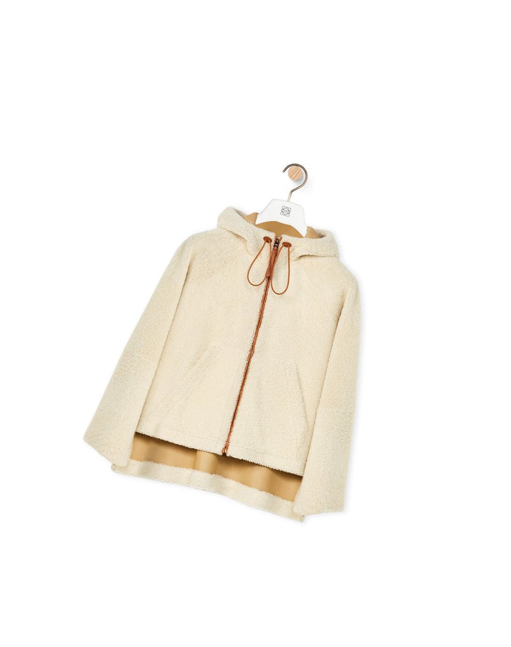 Loewe Encapuchonné zip jacket in shearling Blanche | 9641IZAJQ