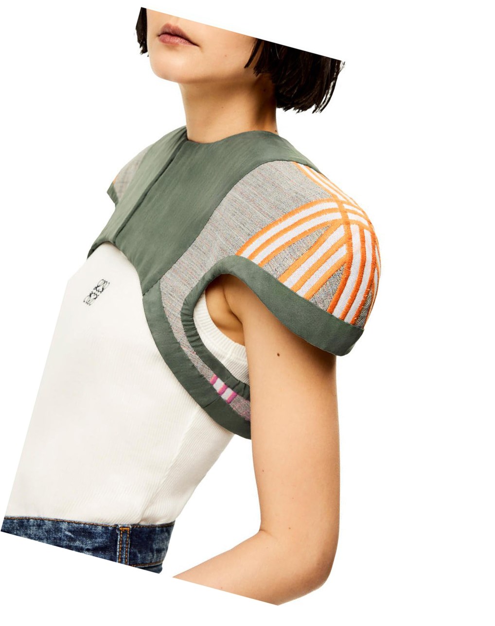 Loewe Epaulette top in cotton, wool and silk Kaki Vert | 7914MCTKE