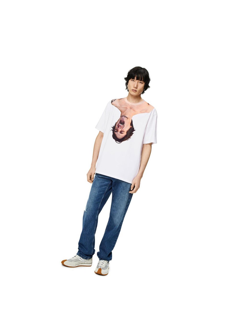 Loewe Face print crystal T-shirt in cotton Blanche | 6732OUQFM