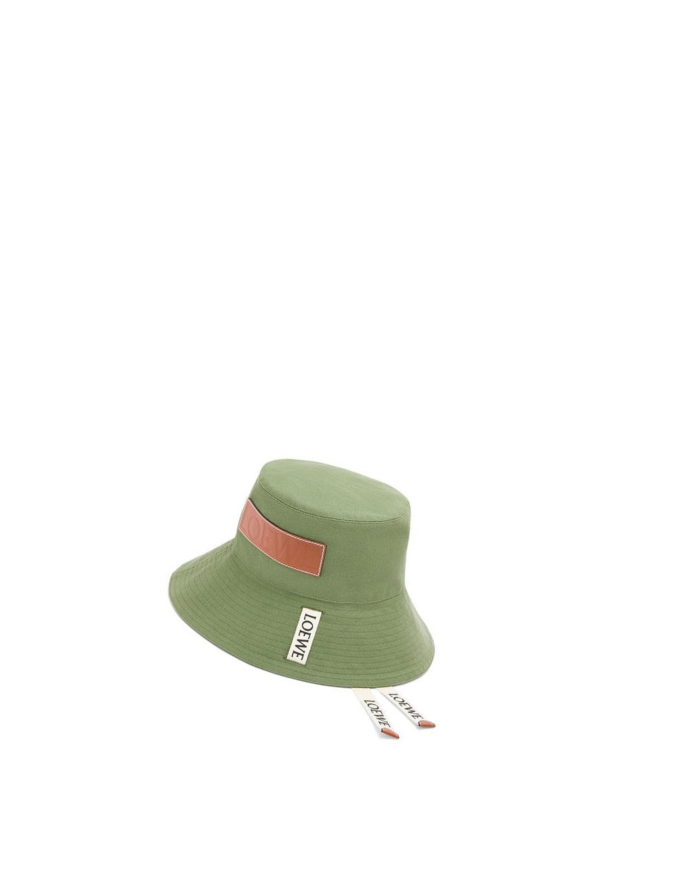 Loewe Fisherman hat in canvas and calfskin Vert | 4137UBLOF