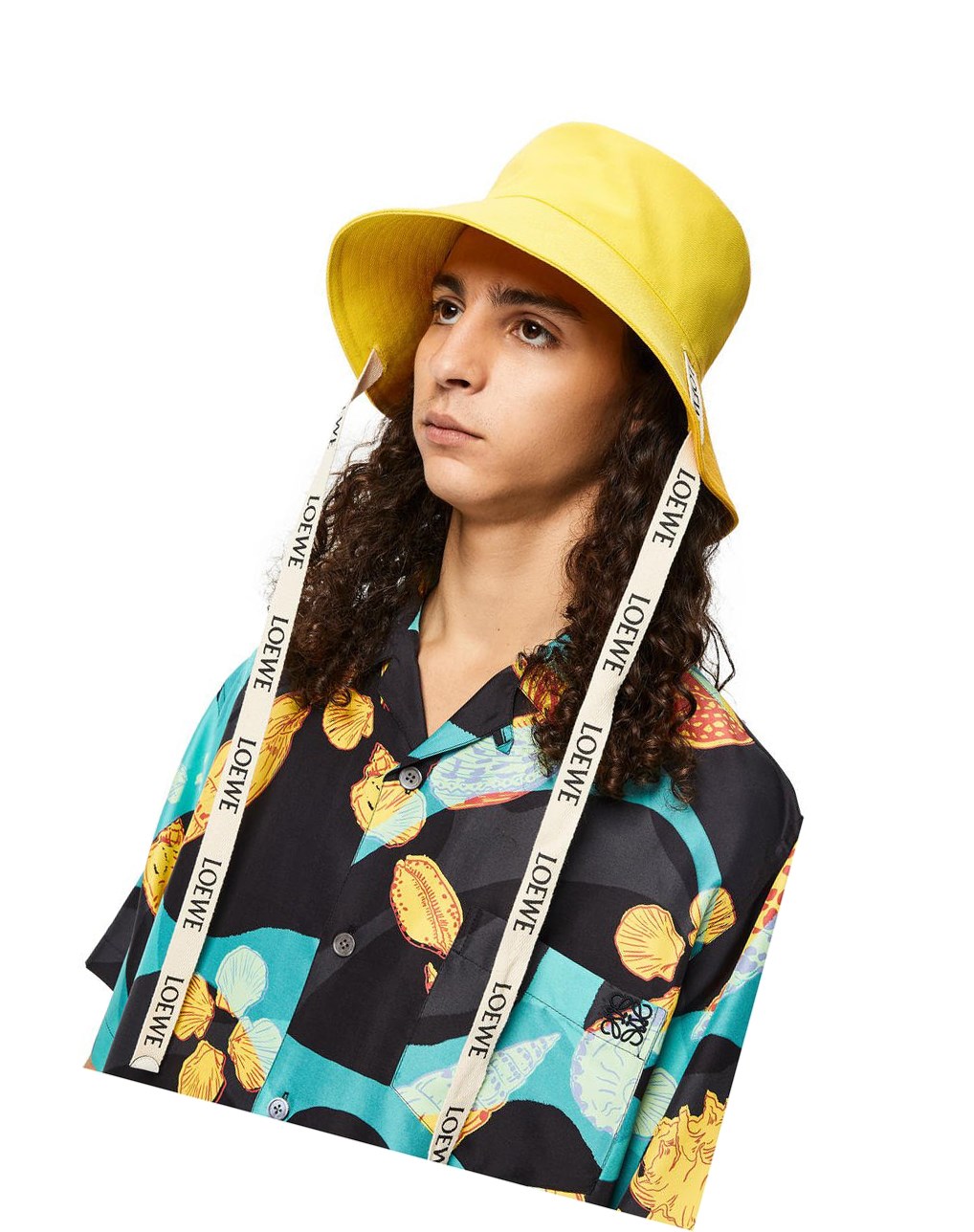 Loewe Fisherman hat in canvas and calfskin Jaune | 4812GQPWR