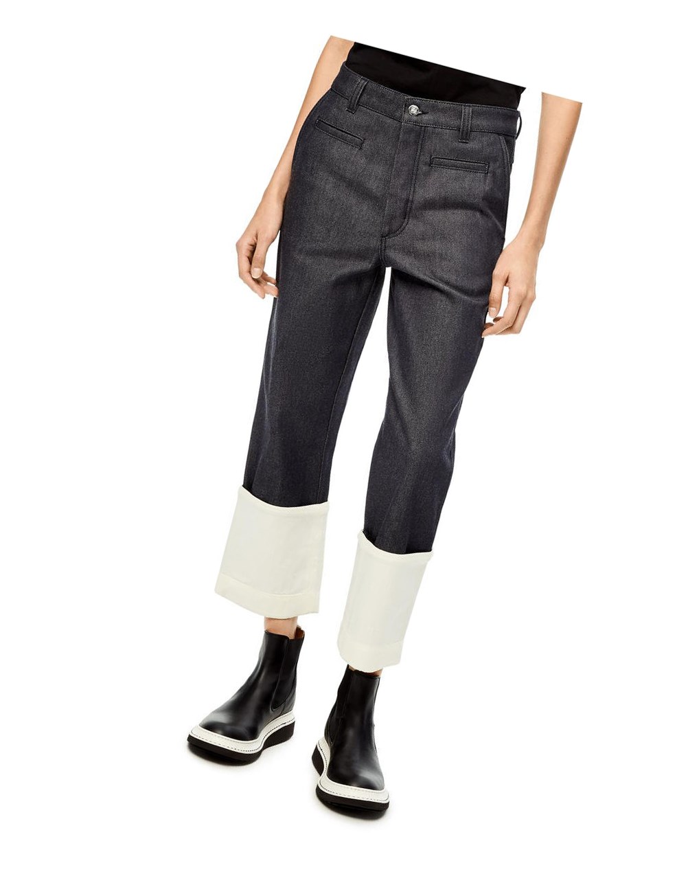 Loewe Fisherman jeans in stone washed denim Bleu Marine Bleu | 6132UCBHT