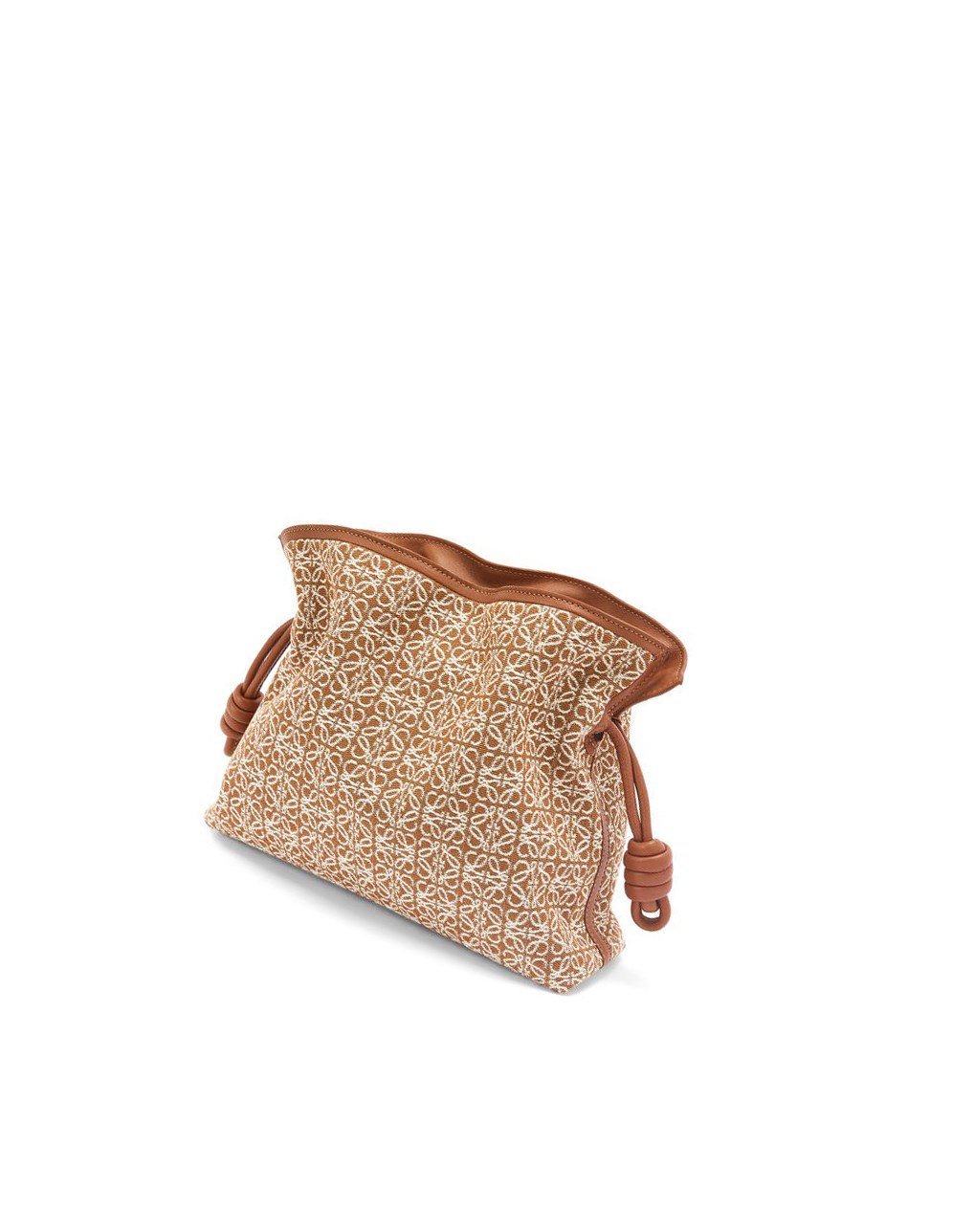 Loewe Flamenco clutch in Anagram jacquard and calfskin Tan / Pecan | 0816ZHQKE