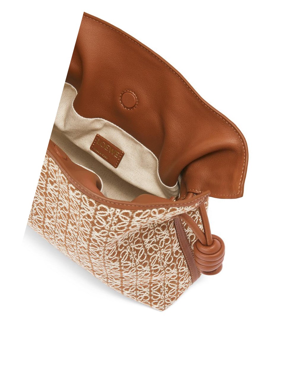 Loewe Flamenco clutch in Anagram jacquard and calfskin Tan / Pecan | 0816ZHQKE