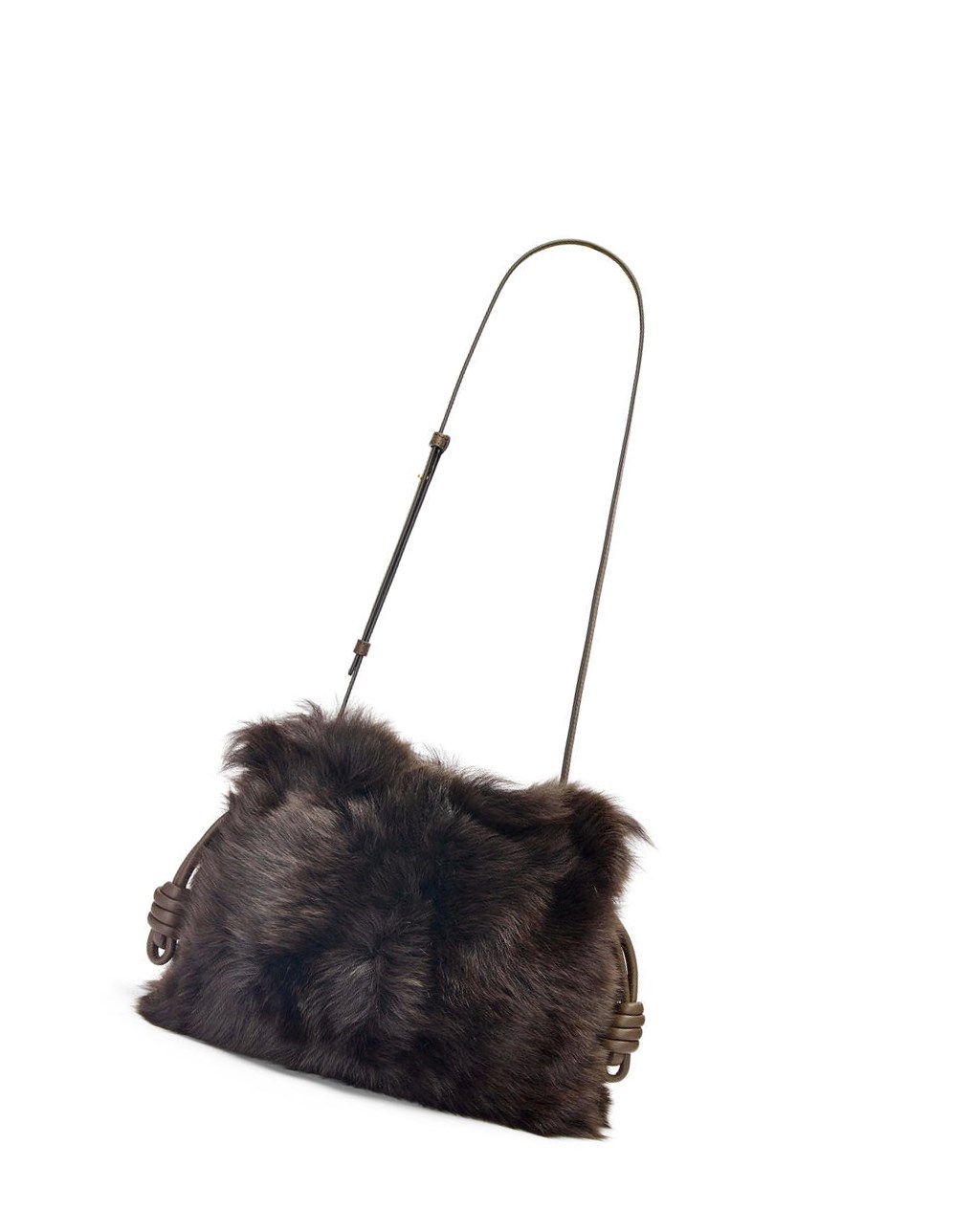 Loewe Flamenco clutch in shearling Marron Foncé | 1924EXAYI